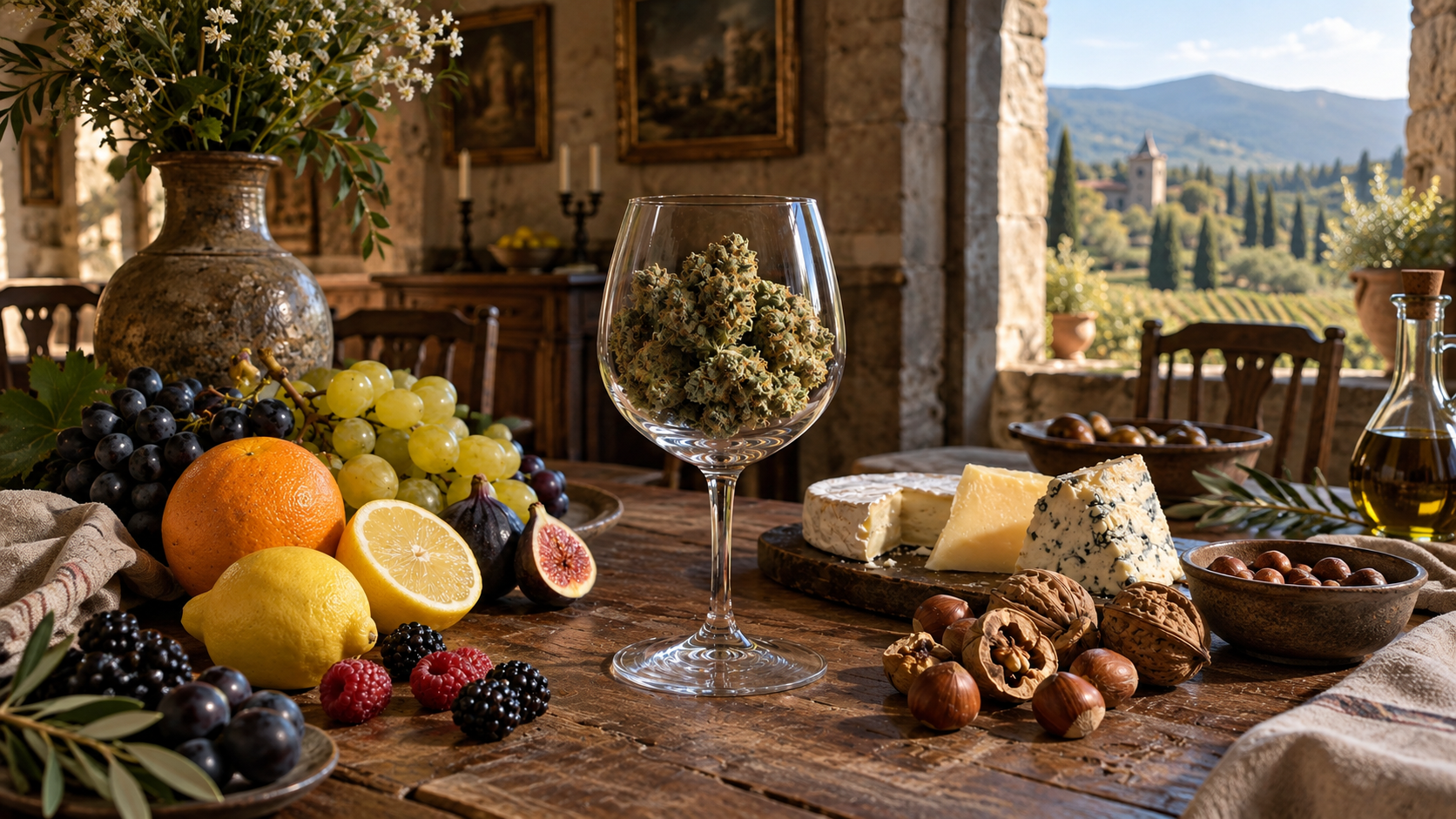 Terpenes demonstrating a comparison with wine.